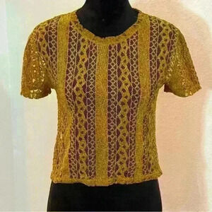 ZARA Trafaluc Mustard Lace Tee